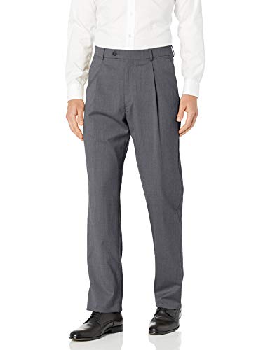 Hart Schaffner Marx Men's Single Pleat Chicago Fit Dress Pant, Medium Grey, 40 Regular
