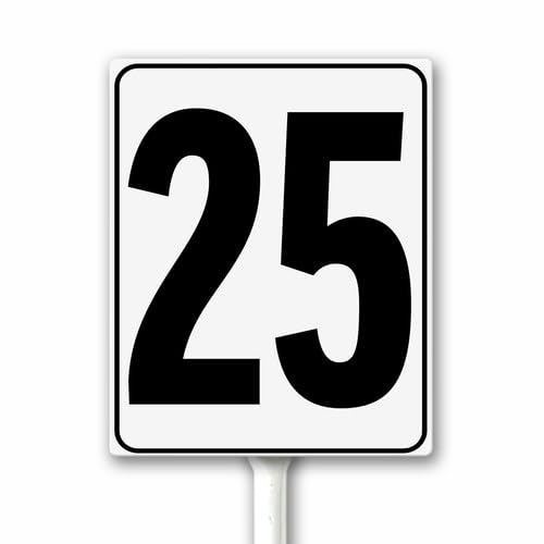 Aluminum Number Sign 25 White & Black House Signage, Speed Limit Street Sign, 20x30 CM Number Yard Sign With Stake for Parking Lot Private Property Business Gas Station Indoor Outdoor Use