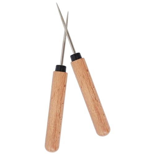 Alène pour Coudre - 2 Pièces Manche En Bois - Poinçon pour le Travail du Cuir - Accessoire Pour Débutants Professionnels Amateurs Adultes À La Maison En Atelier En
