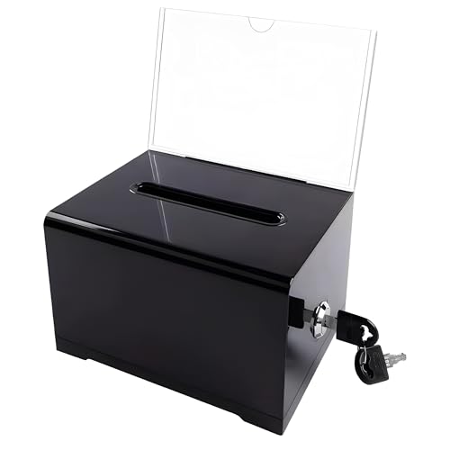 Abschließbare Spendenbox mit Schloss & Einwurfschlitz - Robustes Acryl Wahlurne & Spendendose für Spendenaktionen, Wahlen, Schulen und Unternehmen