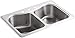 KOHLER K-3369-4-NA Staccato Double-Basin Self-Rimming Kitchen Sink, Stainless Steel