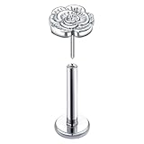 Pendiente para cartílago, 1 pieza de titanio sin rosca/rosca interna para cartílago de tragus, piercing de nariz, joyería con flor de rosa, plata, 1.0x6mm, Metal, Sin piedra preciosa