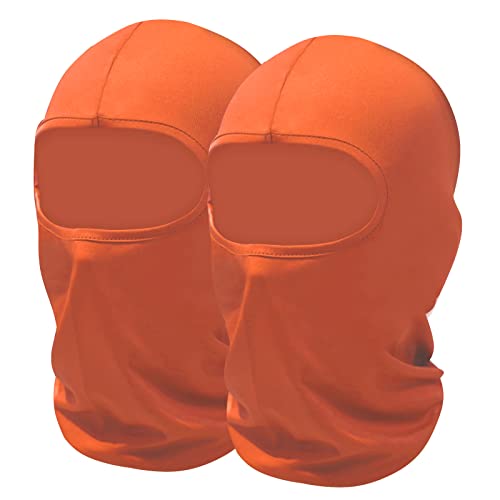 SHEVERCH 2 Pack Orange Ski Mask Balaclava Face Cover for Men Women Sun UV Protection Windproof Lightweight Football Motorcycling