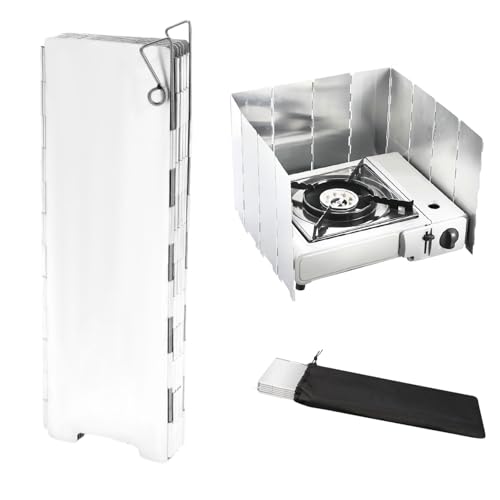 EVBOTGEE Pare-vent pour réchaud de camping en aluminium pliable à 12 lamelles avec sac de transport… – Vignette