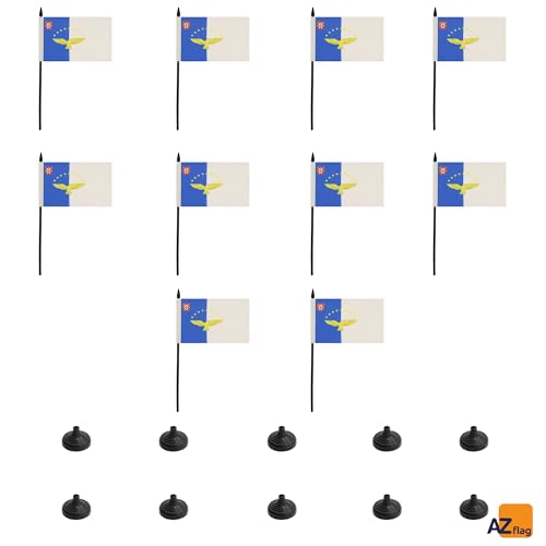 Drapeau de table Açores en polyester petit format 15x10 cm lot de 10 pièces - 6