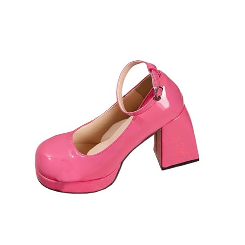 Mary Jane Heels Pumps Women Closed Toe Heels Platform High Chunky Block Heels Comfortable Dress Shoes for Wedding Bridal Work Fashion Round Toe Dress Shoes