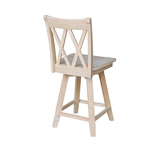 International Concepts Double X Back Counterheight Swivel Seat Counter Height Stool, 24 #TOP1