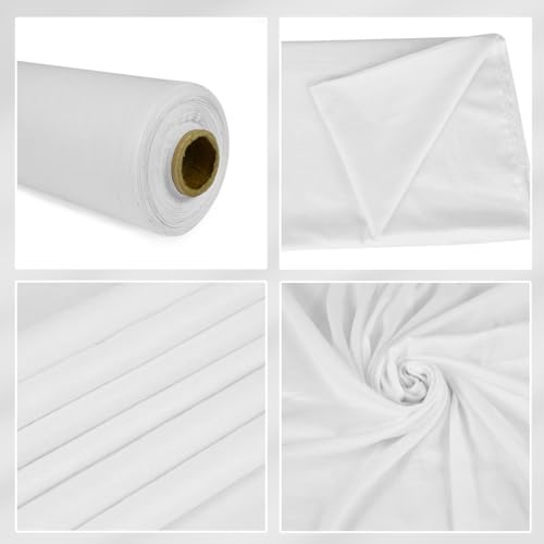FT Fashion Track weißer Baumwollstoff Meterware UK - 58'/147.5cm breit - 100% Baumwollstoff Einfarbig - Erhältlich in 14 Farben und 5 Größen (1 Meter, Weiß)