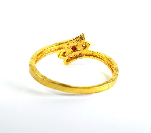 Image of Chandrani Collection Elegant Gold-toned Fashion Ring with Pink and White Crystals Triple Band Design | Fashion Jewellery | Stylish Ring for Women and Girls