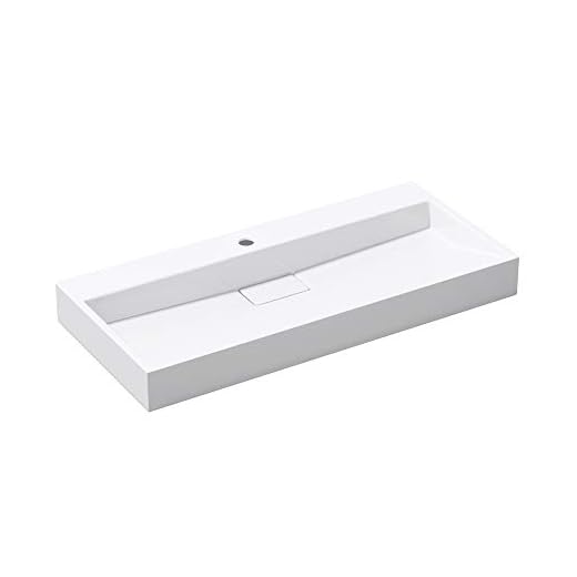 Mai & Mai Lavabo de Baño Blanco con Válvula de Desagüe 100x46x11cm Lavabo Rectangular 1 Orificio para Grifo Lavabo sobre Encimera Lavabo Colgante Col19-1000