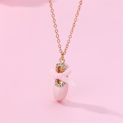 coadipress Dance Recital Gifts Ballerina Ballet Necklace for Women Dainty Cubic Zirconia Ballet Slippers Shoes Necklaces Ballets Dancer Jewelry Accessories (Pink Bow) by coadipress - Used condition - Image 4
