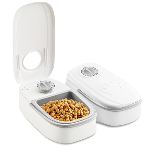 PRITOK Pets Automatic Food Feeder: 2 Meal Automatic Cat Feeder with Timer 48H, 700ml Pet Food Automatic Dispenser for Wet and Dry Food, Automatic Pet Feeder for Cats and Small Dogs (Gray) PRITOK Pets Automatic Food Feeder: 2 Meal Automatic Cat Feeder with Timer 48H, 700ml Pet Food Automatic Dispenser for Wet and Dry Food, Automatic Pet Feeder for Cats and Small Dogs (Gray)