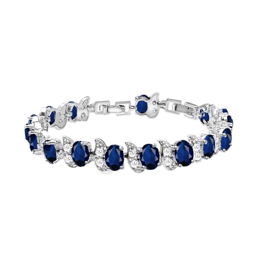 Image of LMXXVJ Fashion Tennis Bracelet Created Emerald White Gold Plated Charm Bracelet Gifts Jewelry for Women