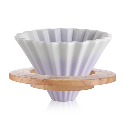 Bincoo Ceramic Pour Over Coffee Dripper with Wood Stand