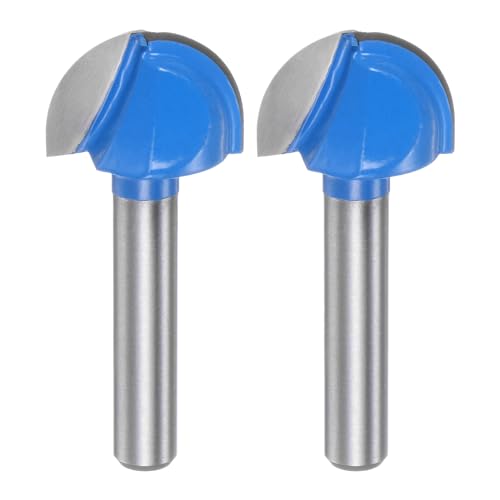 sourcing map 2pcs Router Bit Core Box 1/4 Shank 3/4 Inch Cutting Dia. Round Nose Router Bit 2 Flutes Carbide Cove Box Cutter for Carpentry Woodworking Milling Cutter Tool