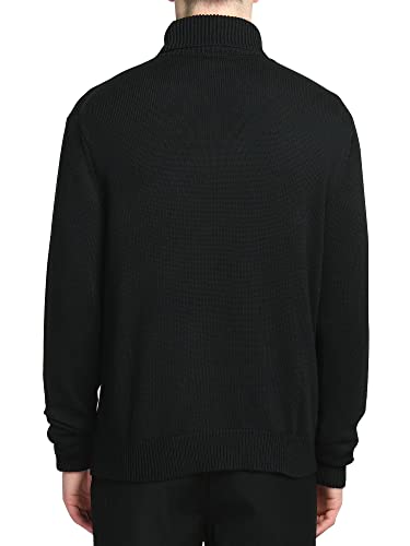 Kallspin Men's Turtle Neck Sweaters Wool Blended Mid-Weight Long Sleeve High Neck Pullover Sweaters(Black,2X-Large) #TOP1