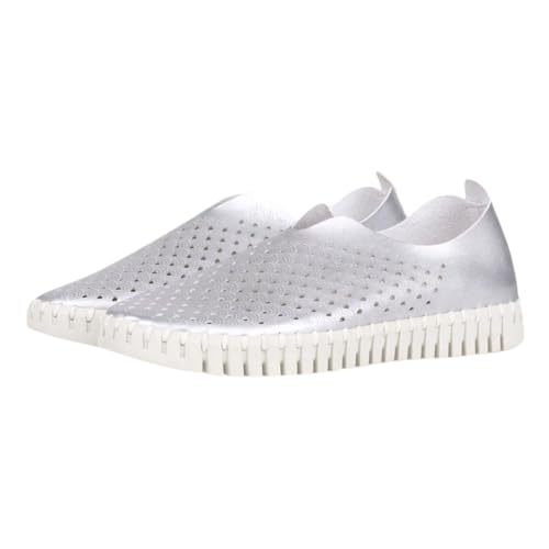 Ilse Jacobsen HORNBAEK Women's Tulip 3576 Flat | Slip-On | Low-Top Silver2