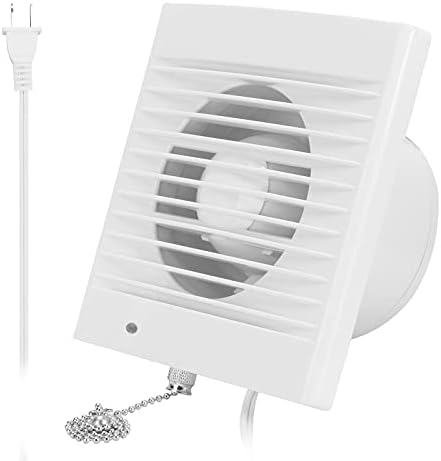 HUGOOME Exhaust Fan 76 CFM, 12W 130m³/h Ventilation Extractor with Anti-backflow Check Valve Chain Switch, Window and Wall Mount Vent Fan(4 inch / 110V)