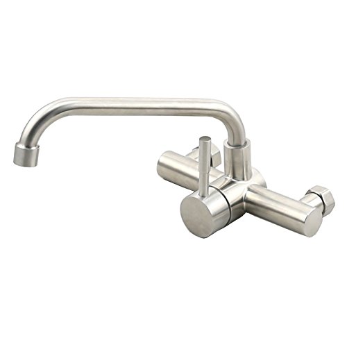 Double Hole Wall 304 Stainless Steel Kitchen Lead Cold Hot Lead-Free Basin Faucet Faucet Handle Upward