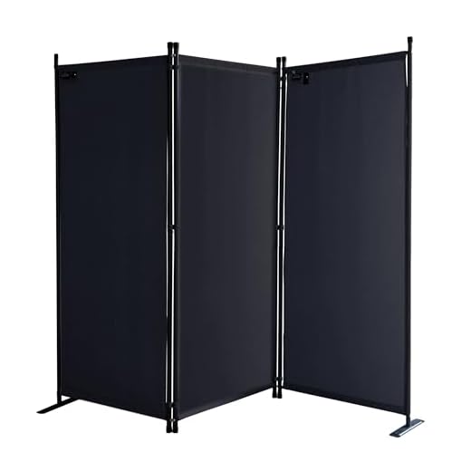 QUICK STAR Paravent 3 Teilig 170 x 165 cm Stoff Raumteiler Trennwand Balkon Sichtschutz Stellwand Faltbar Schwarz