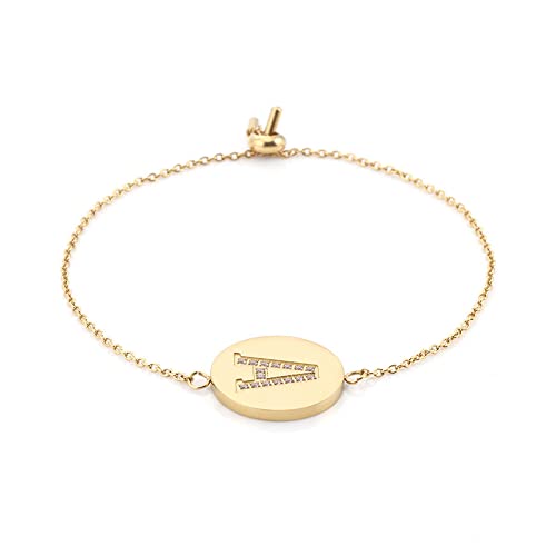 JIAREN Bracelet Prénom Personnalisé pour Femme Bracelet Initiales Nom Personnalisé Réglable Zircon Doré Incrusté Disque Bracelet D'Amitié Cadeau Unique pour Femme Homme Lettre Z