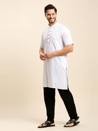 Image of Rajubhai Hargovindas Green Khadi Half Sleeve Kurta