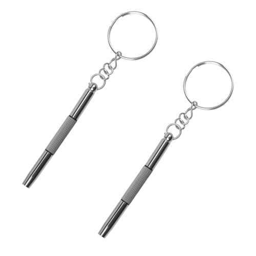 Superesorio Destornillador de gafa, 2 unidades, 3 en 1, mini llavero de acero inoxidable, pequeño destornillador de precisión para gafas de sol, joyas y reparación de relojes