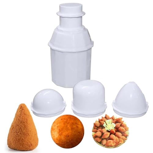 NIEEKRUN Stampo a sfera di riso, 3 in 1, per polpette di carne, fai da te, fatto a mano, multiuso cucina, sfera di carne, riutilizzabile, forma di sushi, coni e forma rotonda per famiglie (bianco)