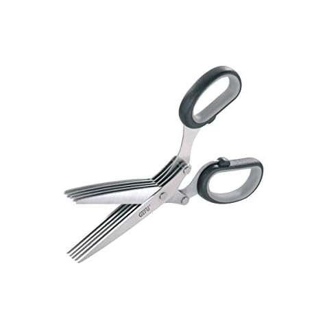 Gefu Red Herb Scissors with Cleaning Comb Cover