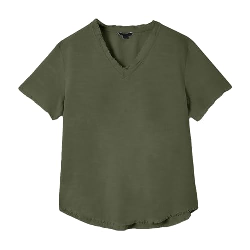 T-shirt de loisirs pour homme col en V en coton doux uni