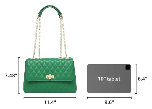 Image of ER.Roulour Quilted Crossbody Bags for Women, Trendy Roomy Shoulder Handbags with Flap Gold Hardware Chain Purses Shoulder Bag