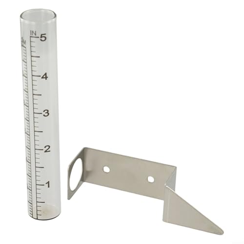 Honseadek Pluviometro da esterno in vetro da 12,7 cm con staffa di montaggio in acciaio inox, marcature chiare di misurazione per la cura del prato del giardino e
