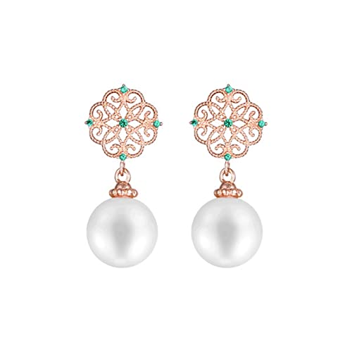 Boucles d'oreilles pour dames avec pendentif perle d'eau douce style classique