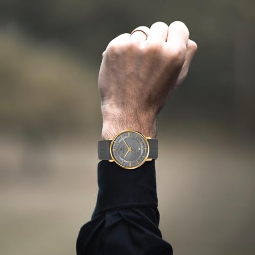 Image of Analog Watch for Men with Silicone Band | Magnetic Lock Strap | Japanese Quartz Movement | Water Resistant | Formal & Casual Wristwatch Gift