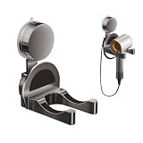 Soporte Secador De Pelo - Materiales de primera calidad: nuestro soporte para secador de pelo con ventosa está fabricado con material ABS de alta calidad y presenta un diseño elegante con gran resistencia, resistencia a los impactos y resistencia a la corrosión. Resiste la deformación y el envejecimiento, lo que garantiza una larga vida útil del producto. Nota: el secador de pelo no está incluido.