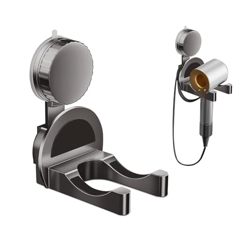 Support Seche Cheveux Ventouse, Porte Seche Cheveux Mural avec Range-Câbles, Réutilisable Sans Percage Rangement Seche Cheveux pour Sèche-cheveux Adapté à Plupart...