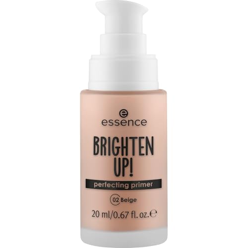 essence BRIGHTEN UP! perfecting primer, Nr. 02, Nude, feuchtigkeitsspendend, abdeckend, grundierend, natürlich, vegan, ohne Parabene, ohne Mikroplastikpartikel, Nanopartikel frei, 1er Pack (20ml)