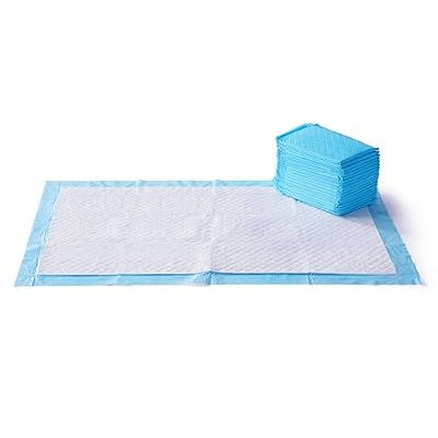Amazon Basics Heavy Duty Dog and Puppy Pee Pads, Leak-Proof 5-Layer Super Absorbent, Quick-Dry Surface for Potty Training and Housebreaking, Giant Size, 27.5 x 44 Inch, Blue & White, 30-Pack