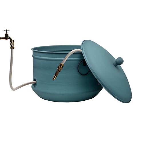 LifeSmart Garden Hose Holder Pot and Lid 16” x 12” | Water Hose Storage Container for Outside and Indoor Use | Hose Hider
