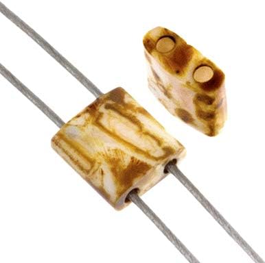 Miyuki TILA Beads 5x5mm 2 Hole TL4512 White w/Walnut Picasso Opaque 250Gms Bulk Bag of Japanese Glass Beads