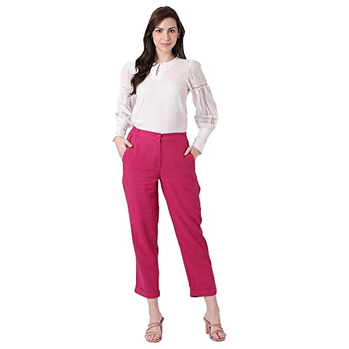 Image of AND Solid Linen Flared Fit Womens Pants