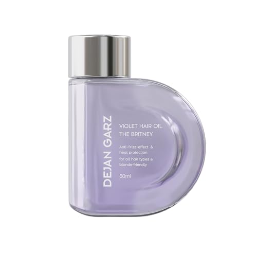 Dejan Garz Hair Oil – The Violet Oil – Aceite para el cuidado del cabello rubio y dañado – Brillo, suavidad y control de encrespamiento – Sin manchas de color ni residuos, 50 ml