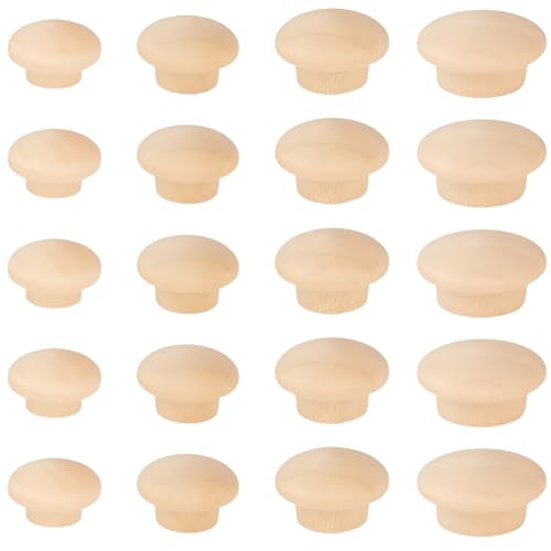 GORGECRAFT 160 Stück 4 verschiedene Ausführungen Holzdübel 10 13 15 18.5mm Holzschraubenlochstopfen Knopfstopfen Pilzförmige Hartholz Lochstopfen Für Spalten In Verriegelungsrohren Möbel Tisch Stuhlbe