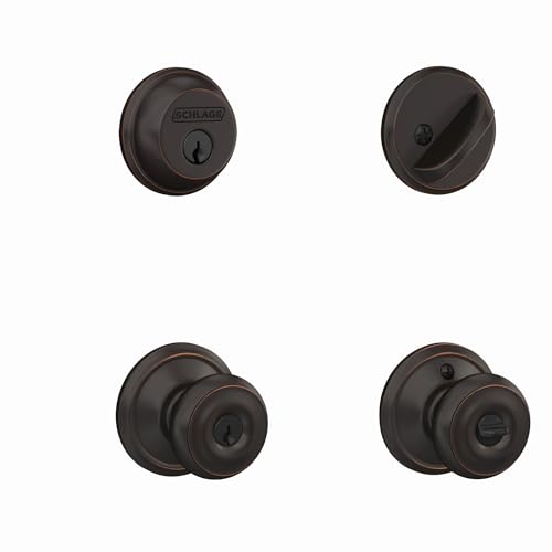 SCHLAGE FB50NVGEO716 Georgian Entry Deadbolt Lock, Aged Bronze by SCHLAGE - Image 6