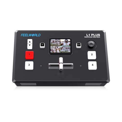 FEELWORLD L1 Plus Mehrkamera-Videomischer mit PTZ-Controller Chroma-Key 4 HDMI-Eingänge USB3.0-Ausgabeformat 2-Zoll-Touchscreen Echtzeitproduktion Live