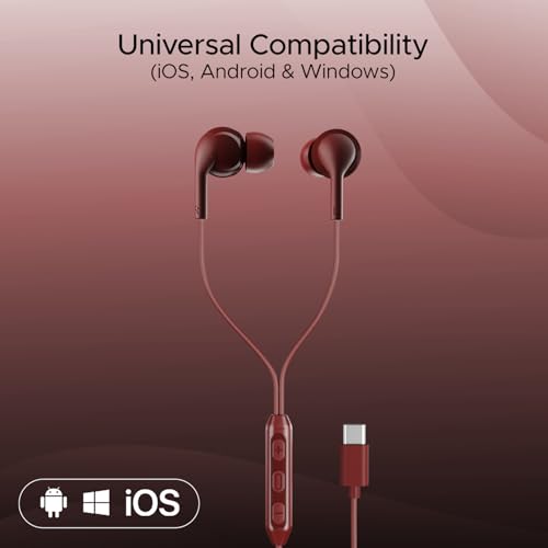 Image of boAt Bassheads 100 Type C in-Ear Earphones(Maroon)