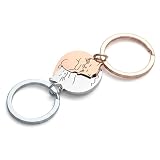 Wisebom 2 Piezas Llaveros para Pareja de Gatos Llavero a Juego para Parejas Llavero de Rompecabezas de Gato Llavero de Pareja Lindo Regalo para él ella de Cumpleaños y Aniversario (Acero + Oro Rosa)