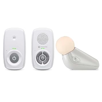 Motorola Nursery Wireless Audio Baby Monitor No WiFi + Portable Sound Machine Bundle | AM21 Long Range Monitor with White Noise Sleep Soother & Night Light