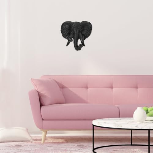 Tête de loup suspendre résine noire statuette murale design