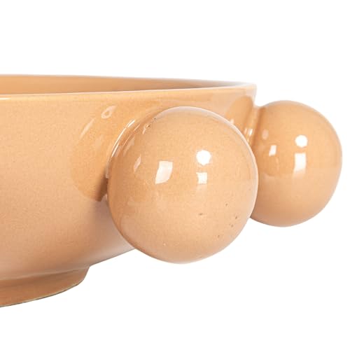 Bloomingville 9.75 Inches Stoneware Bowl with Orbs and Reactive Glaze, Nude - Thumbnail 3